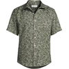 Lands’ End Men’s Traditional Fit Short Sleeve Linen Shirt(Forest Moss Palms)