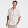Lands’ End Men’s Traditional Fit Short Sleeve Linen Shirt(Ivory Italia)