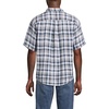 Lands’ End Men’s Traditional Fit Short Sleeve Linen Shirt(Light Indigo Blue/Tan Plaid)