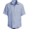 Lands’ End Men’s Traditional Fit Short Sleeve Linen Shirt(Pale Sapphire Stripe)