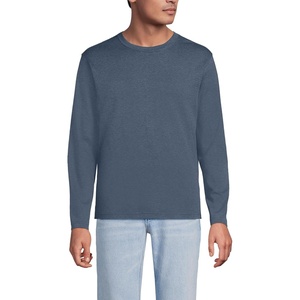 Lands’ End Men’s Long Sleeve American-Grown Supima Cotton Tee(Dusk Indigo Heather)