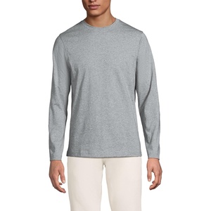 Lands’ End Men’s Long Sleeve American-Grown Supima Cotton Tee(Gray Marble Heather)