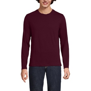 Lands’ End Men’s Long Sleeve American-Grown Supima Cotton Tee(Lush Burgundy)