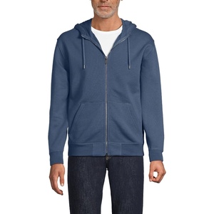 Lands’ End Men’s Long Sleeve RainDefense Serious Sweats Full Zip Hoodie(Nightfall Blue)