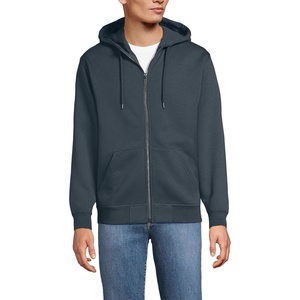 Lands’ End Men’s Long Sleeve RainDefense Serious Sweats Full Zip Hoodie(Steel Gray)