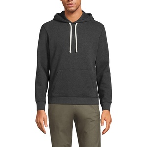 Lands’ End Men’s Long Sleeve Serious Sweats Pullover Hoodie(Dark Charcoal Heather)
