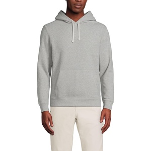 Lands’ End Men’s Long Sleeve Serious Sweats Pullover Hoodie(Gray Heather)