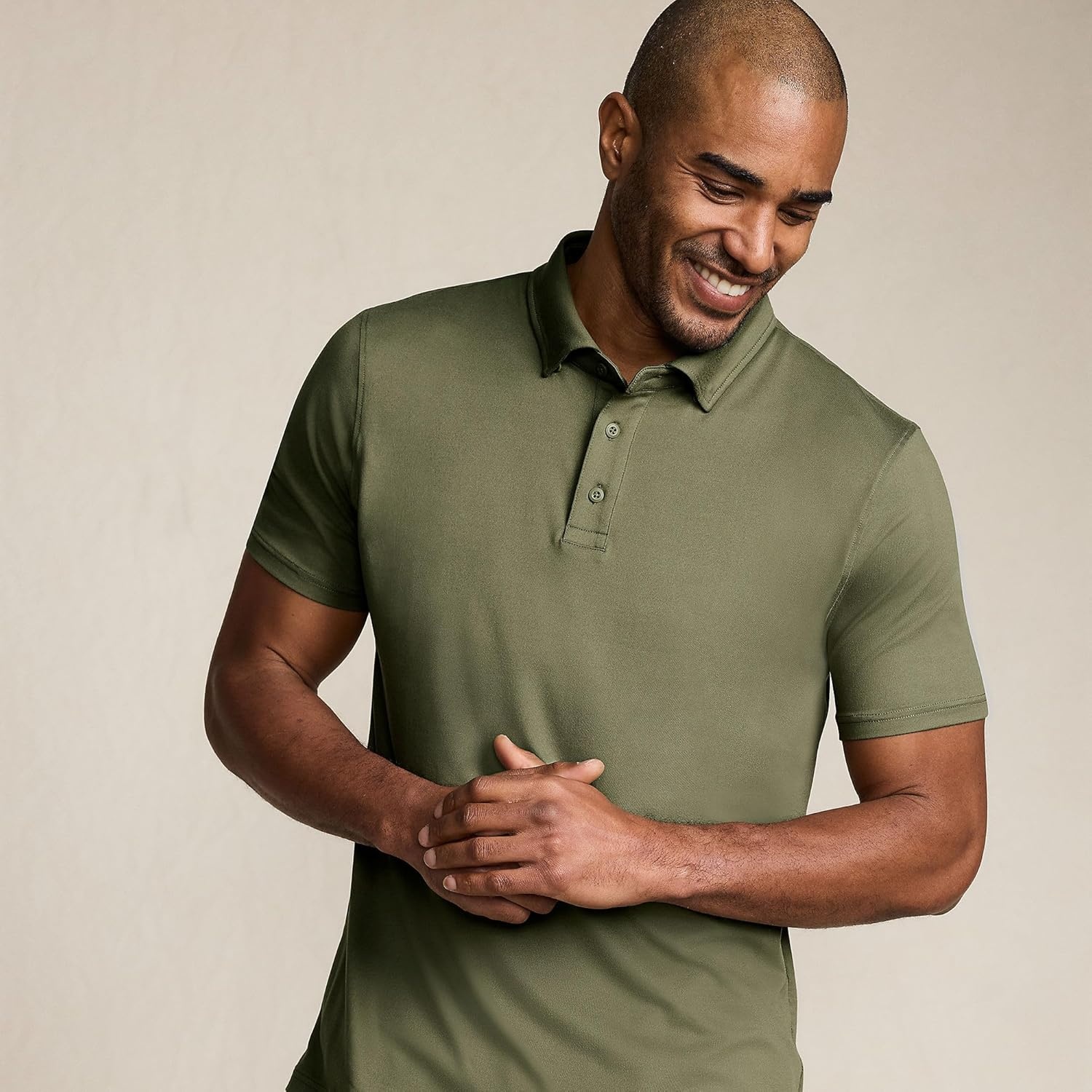image:imageLands End Mens Tall Short Sleeve Cooling Performance PoloRiver Stone Green