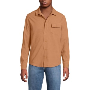 Lands’ End Men’s Long Sleeve Knit Workwear Waffle Shirt(Butter Brown)