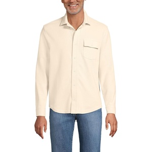 Lands’ End Men’s Long Sleeve Knit Workwear Waffle Shirt(Ivory Latte)