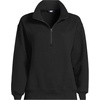 Lands’ End Women’s Serious Sweats Relaxed Quarter Zip Pullover Sweatshirt(Black)