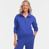 Lands’ End Women’s Serious Sweats Relaxed Quarter Zip Pullover Sweatshirt(Blue Breeze)
