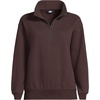 Lands’ End Women’s Serious Sweats Relaxed Quarter Zip Pullover Sweatshirt(Rich Seal Brown)