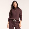 Lands’ End Women’s Serious Sweats Relaxed Quarter Zip Pullover Sweatshirt(Rich Seal Brown)