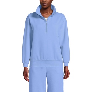 Lands’ End Women’s Serious Sweats Relaxed Quarter Zip Pullover Sweatshirt(Clear Blue Sky)