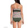 Lands’ End Women’s Chlorine Resistant Plunge X-Back Tankini Swimsuit Top(Pink Floral/Border Mix)
