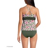 Lands’ End Women’s Chlorine Resistant Plunge X-Back Tankini Swimsuit Top(Pink Floral/Border Mix)