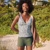 Lands’ End Women’s Chlorine Resistant Plunge X-Back Tankini Swimsuit Top(White/Lilac Multi Ditsy Floral)