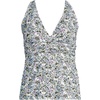Lands’ End Women’s Chlorine Resistant Plunge X-Back Tankini Swimsuit Top(White/Lilac Multi Ditsy Floral)