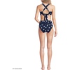 Lands’ End Women’s Chlorine Resistant V-Neck Midkini Swimsuit Top and High Leg High Waisted Bottoms 2 Piece Set(Deep Sea Navy Polka Dot)