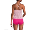 Lands’ End Women’s Tugless High Neck Strappy Back Tankini Swimsuit Top(Coral Rose/White Ditsy Lilies)