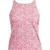 Lands’ End Women’s Tugless High Neck Strappy Back Tankini Swimsuit Top(Coral Rose/White Ditsy Lilies)