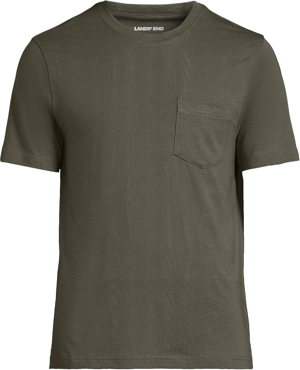 image:imageLands End Mens Short Sleeve AmericanGrown Supima Cotton Tee with PocketForest Moss