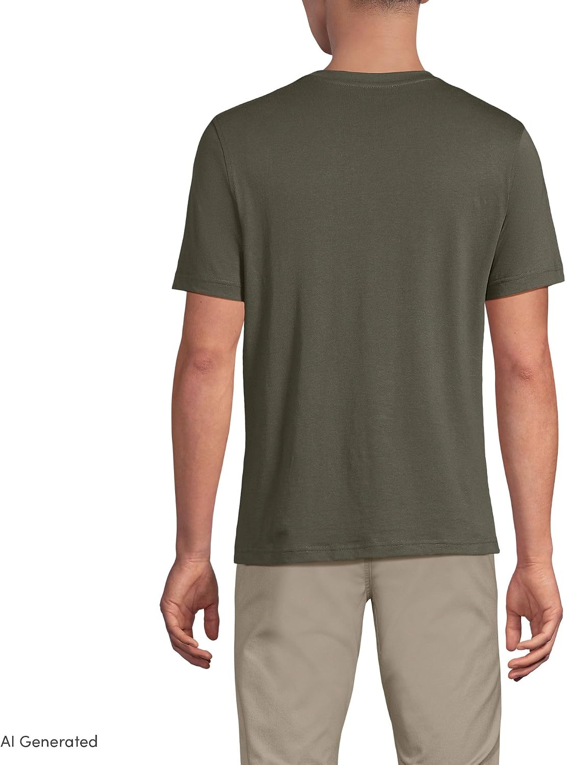 image:imageLands End Mens Short Sleeve AmericanGrown Supima Cotton Tee with PocketForest Moss