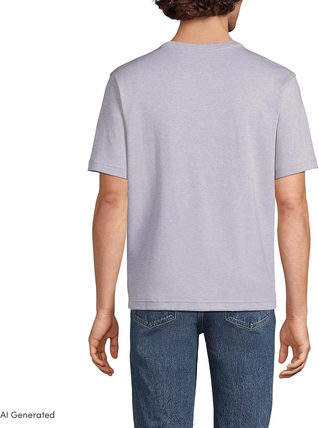 image:imageLands End Mens Short Sleeve AmericanGrown Supima Cotton Tee with PocketFrench Purple Heather