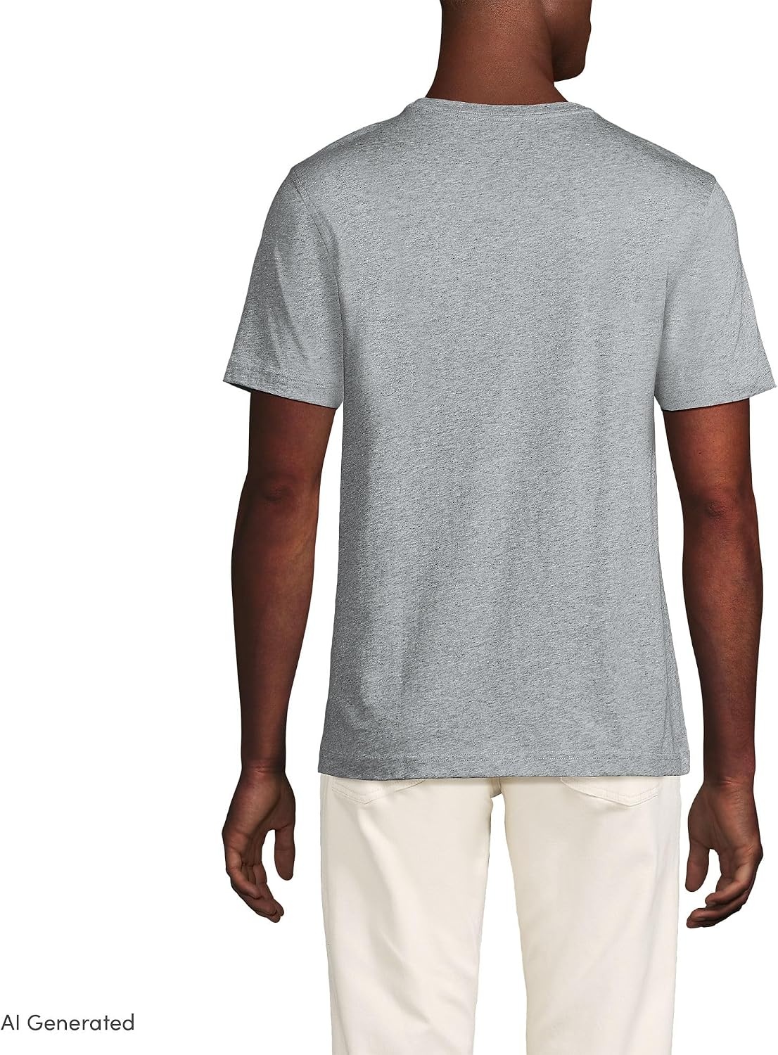image:imageLands End Mens Short Sleeve AmericanGrown Supima Cotton Tee with PocketGray Marble Heather