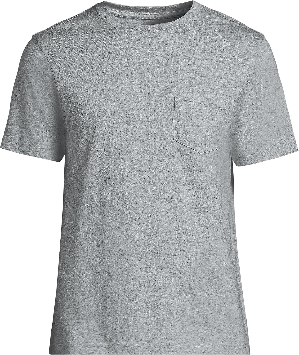 image:imageLands End Mens Short Sleeve AmericanGrown Supima Cotton Tee with PocketGray Marble Heather