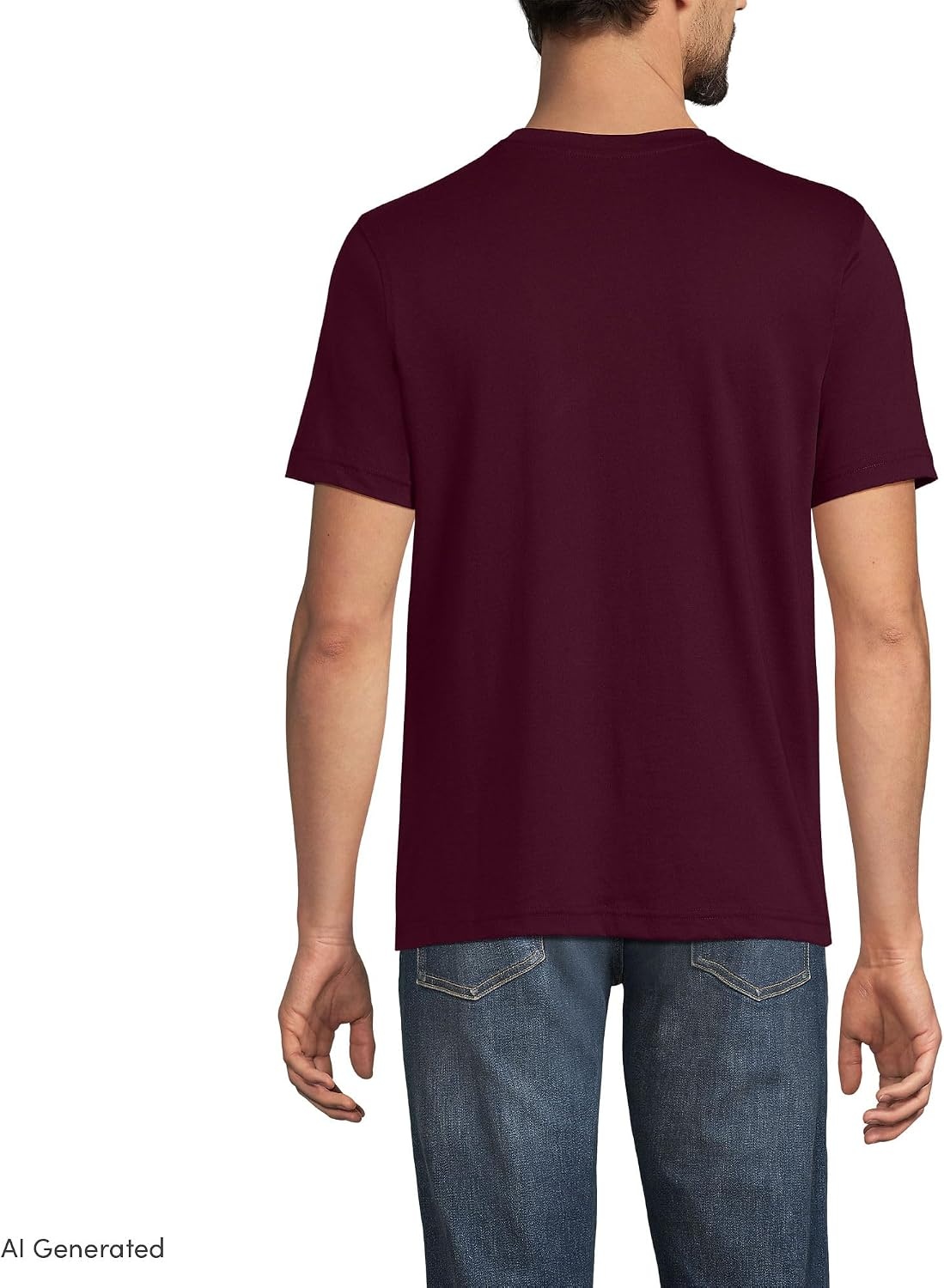 image:imageLands End Mens Short Sleeve AmericanGrown Supima Cotton Tee with PocketLush Burgundy