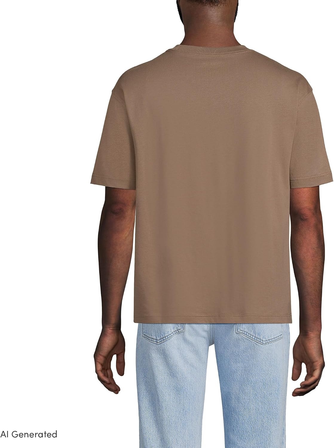 image:imageLands End Mens Short Sleeve SuperT Crew Relaxed Fit TeeDark Jute Brown