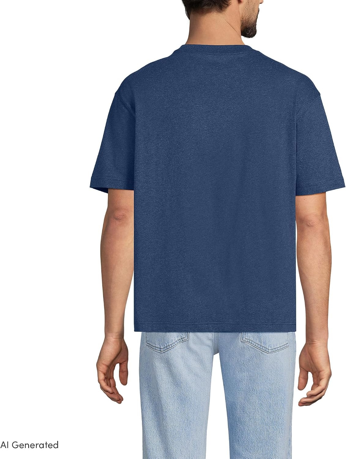 image:imageLands End Mens Short Sleeve SuperT Crew Relaxed Fit TeeNautical Blue Heather