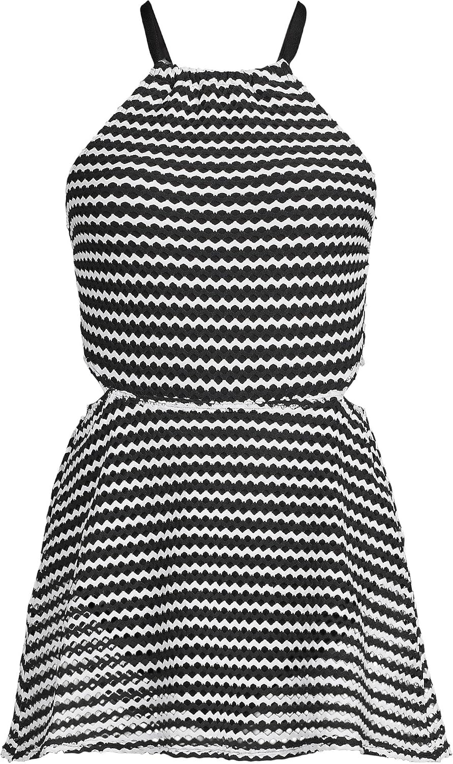 image:imageLands End Womens Crochet Monokini Swim Dress SwimsuitBlackWhite