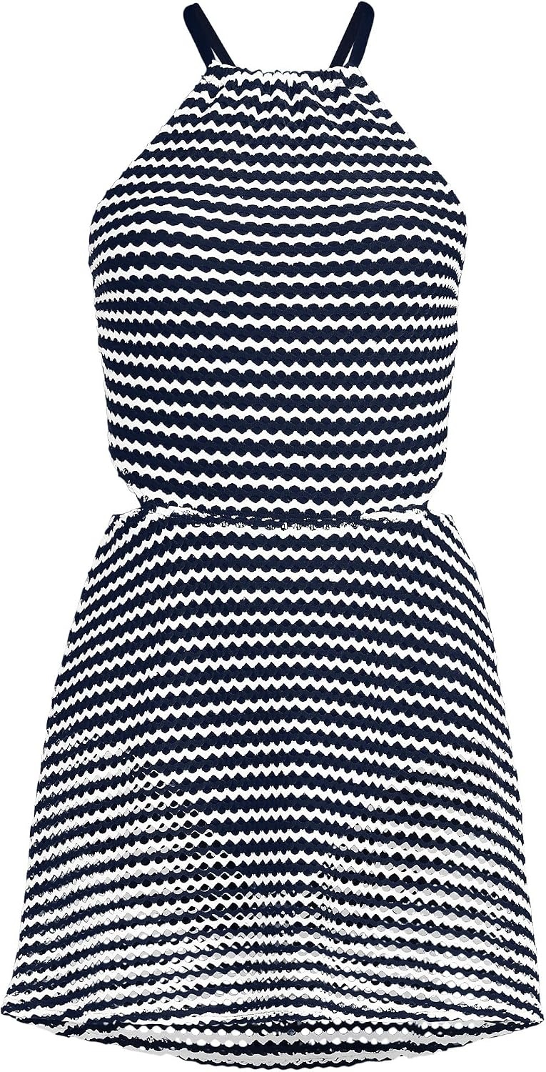 image:imageLands End Womens Crochet Monokini Swim Dress SwimsuitDeep Sea NavyWhite
