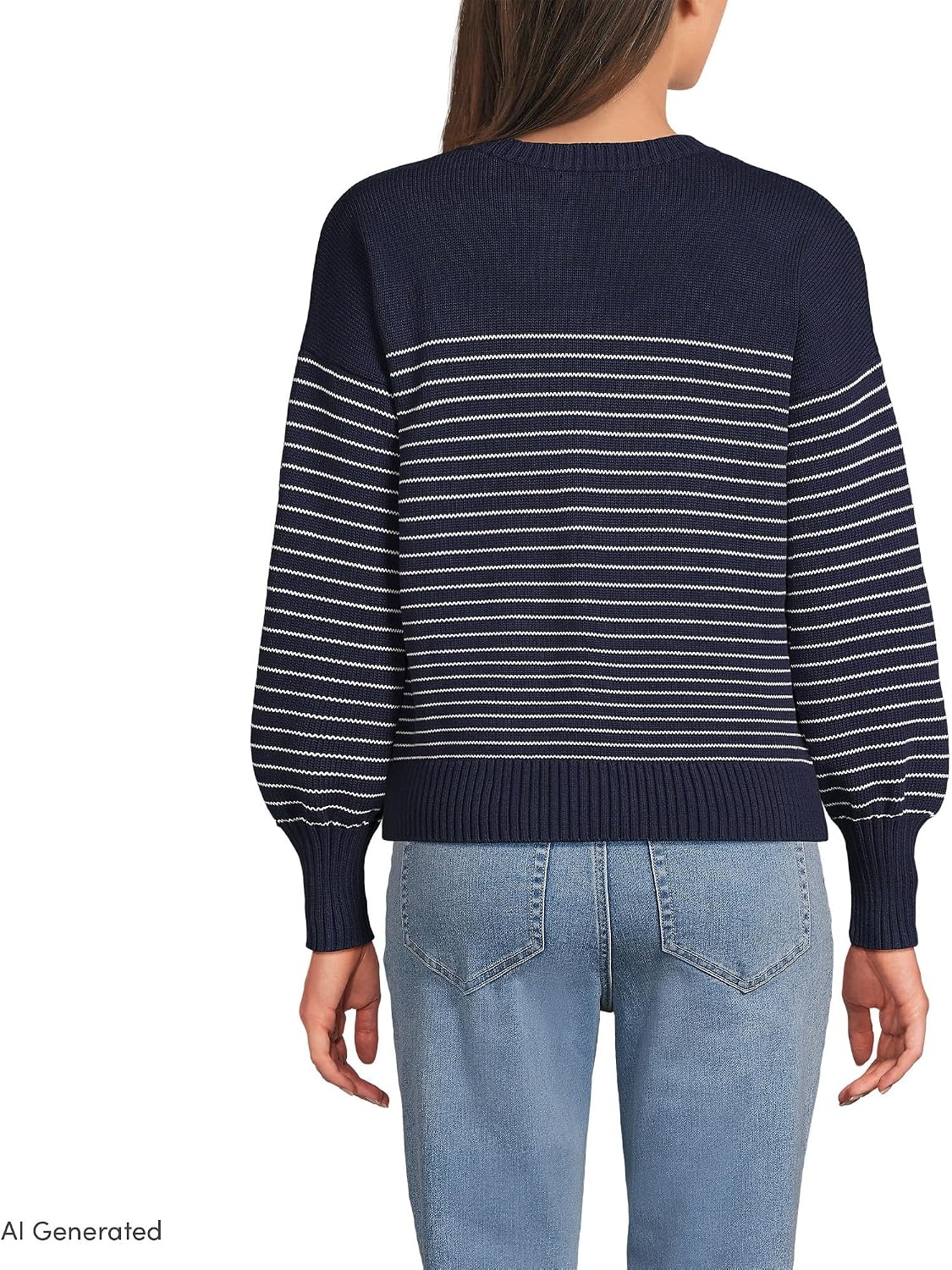 image:imageLands End Womens Drifter Jersey Crewneck SweaterRed CrabNavy