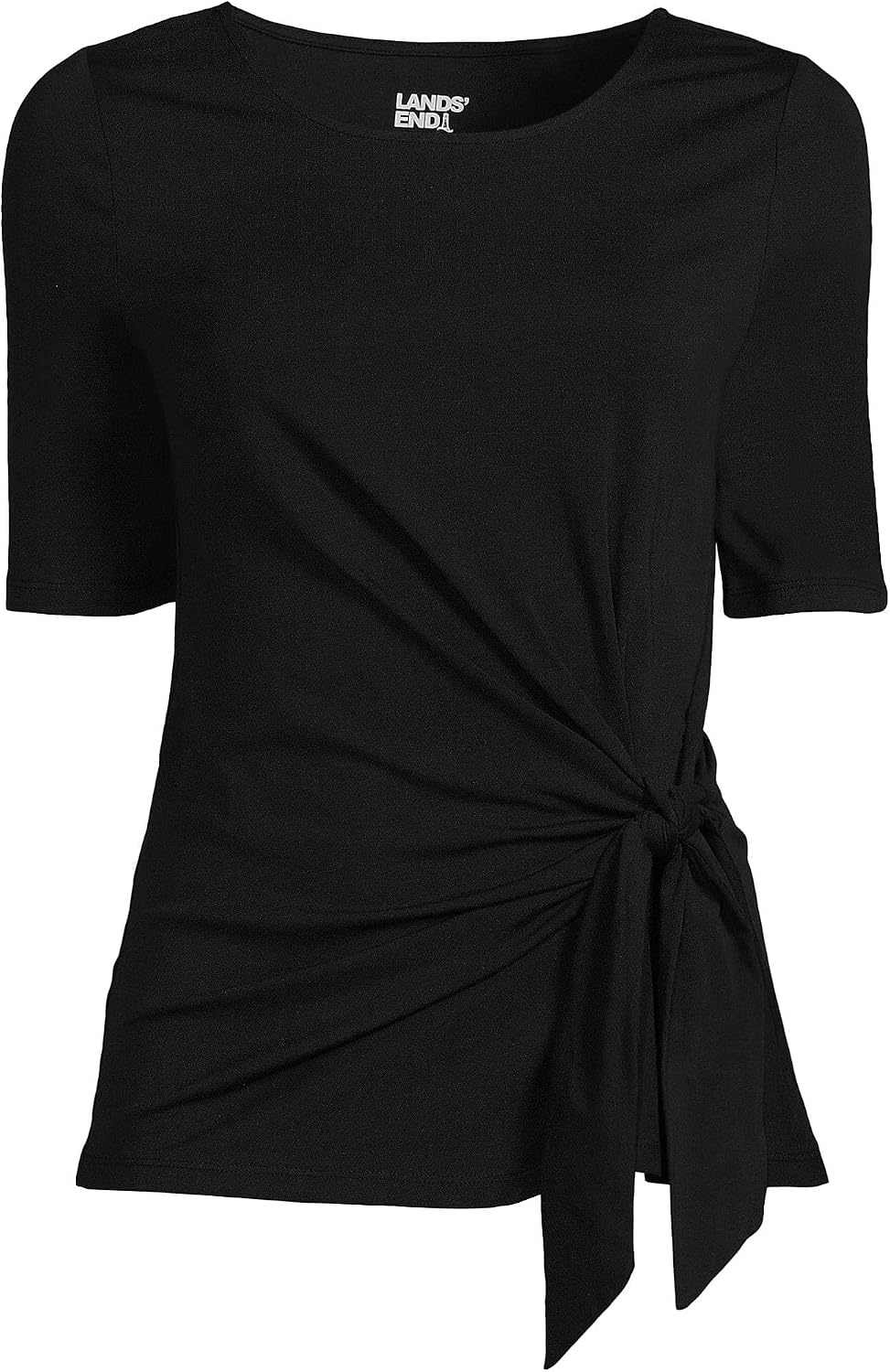 image:imageLands End Womens Lightweight Jersey Tie Front TopBlack