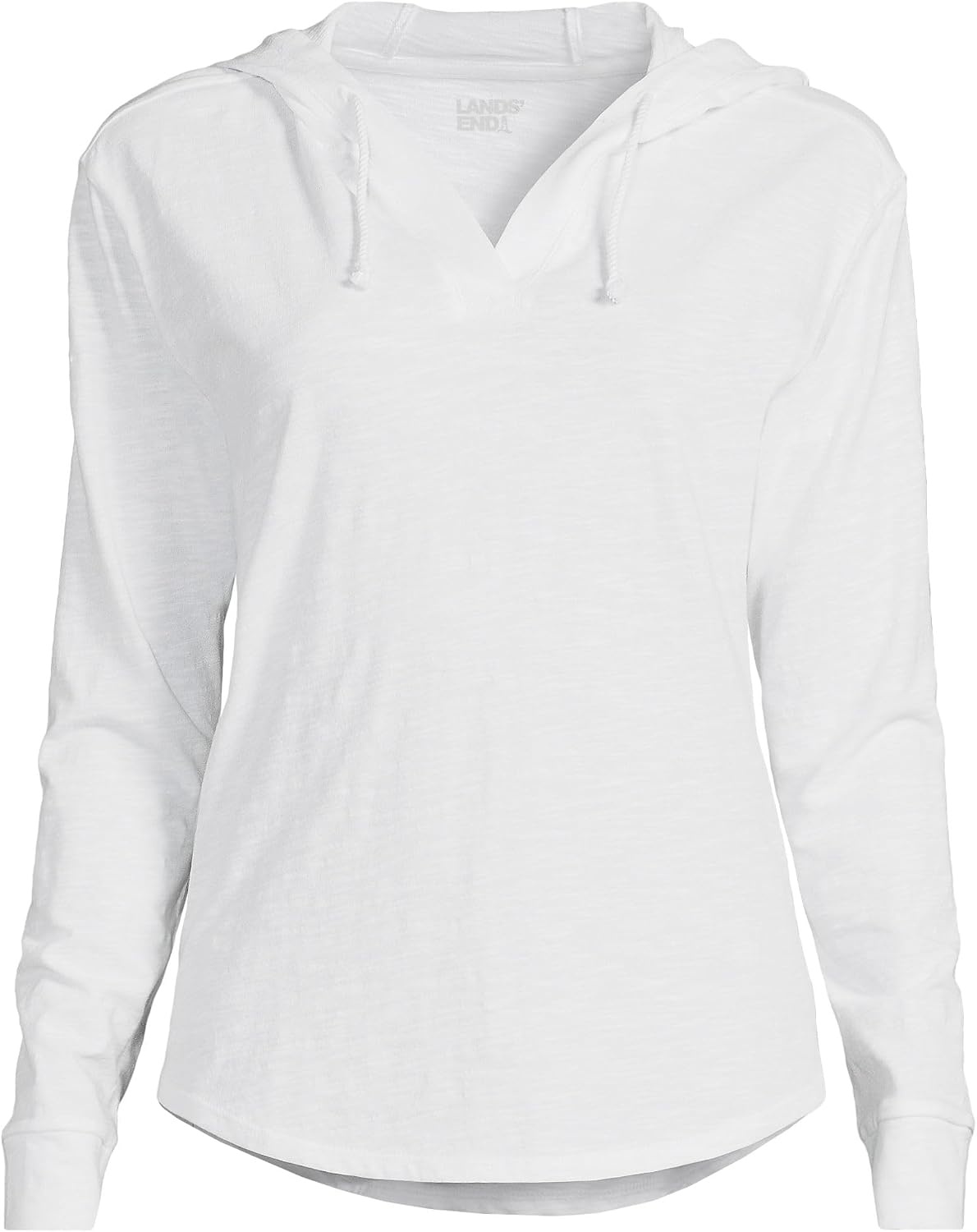 image:imageLands End Womens Long Sleeve Slub Hooded PopoverWhite
