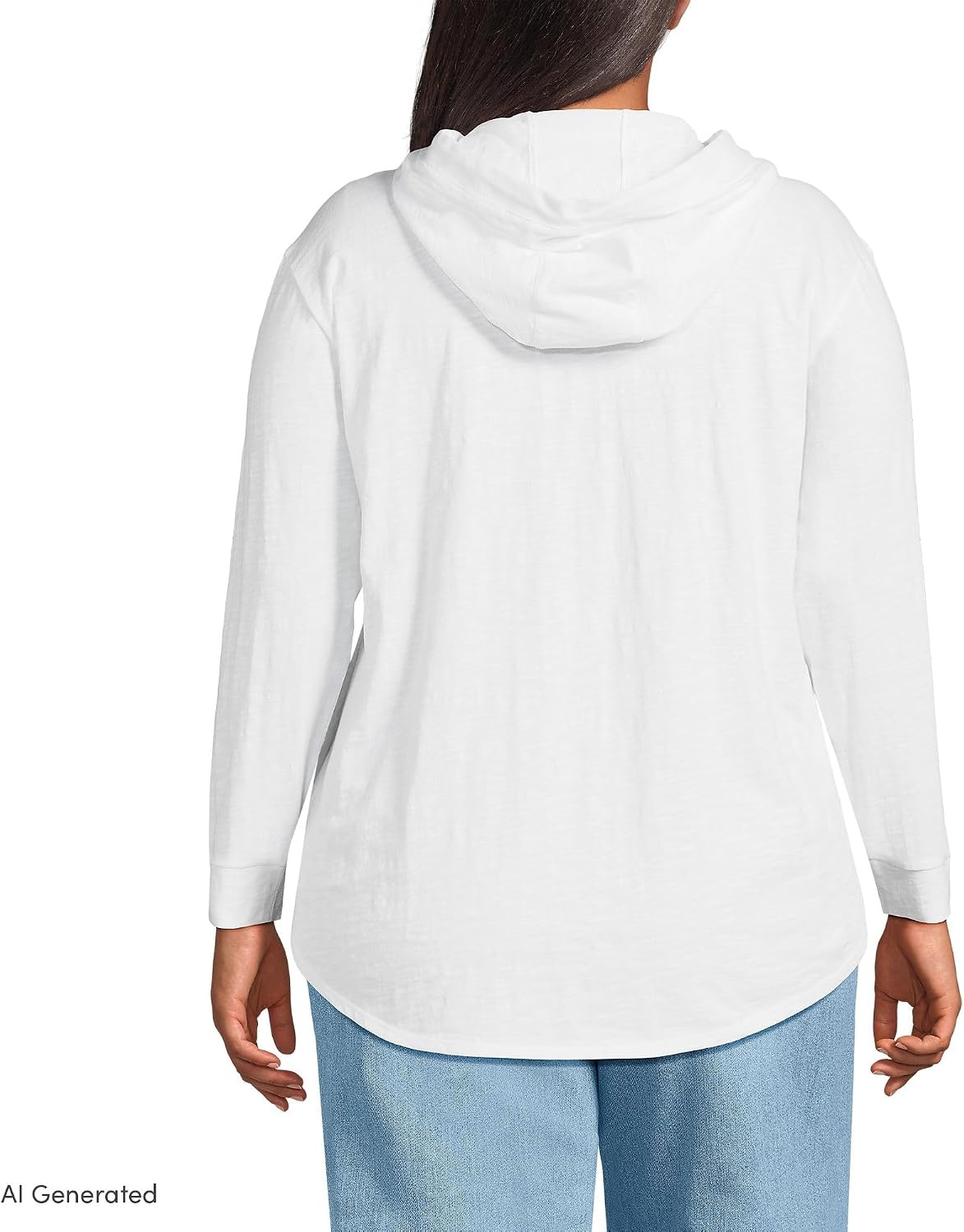image:imageLands End Womens Long Sleeve Slub Hooded PopoverWhite