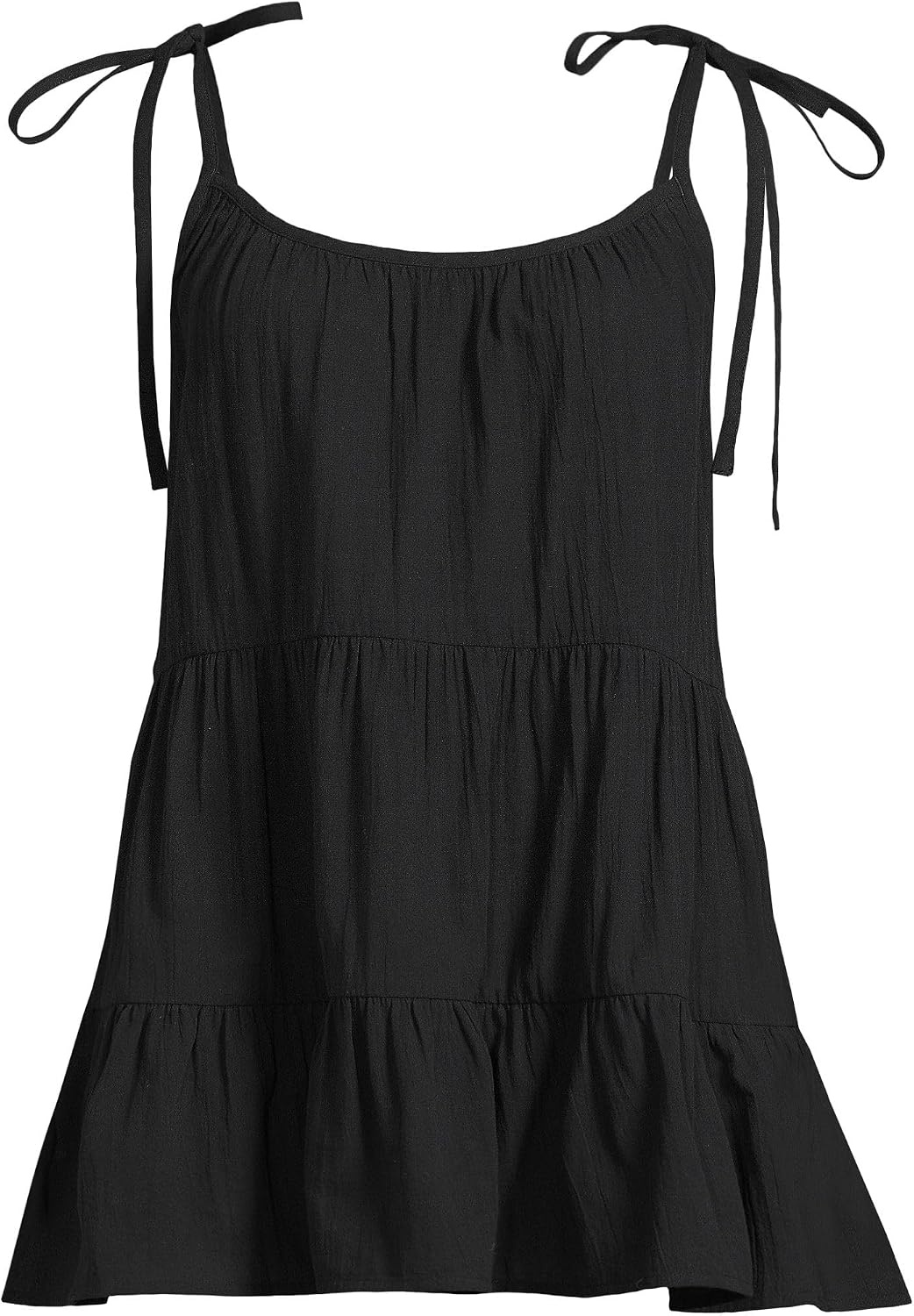 image:imageLands End Womens New Tiered Cover Up Mini DressBlack