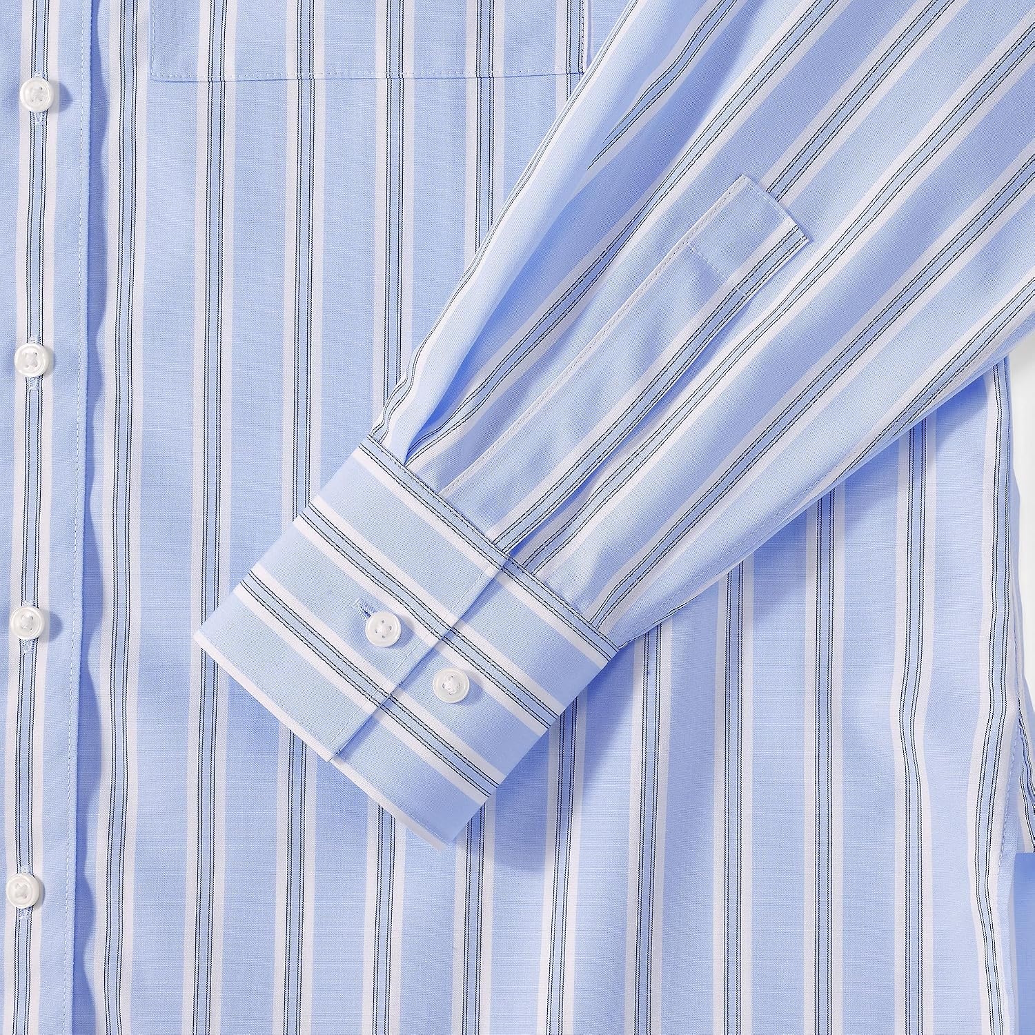 image:imageLands End Womens No Iron Oversized Poplin Extra Long TunicClear Blue Sky Stripe