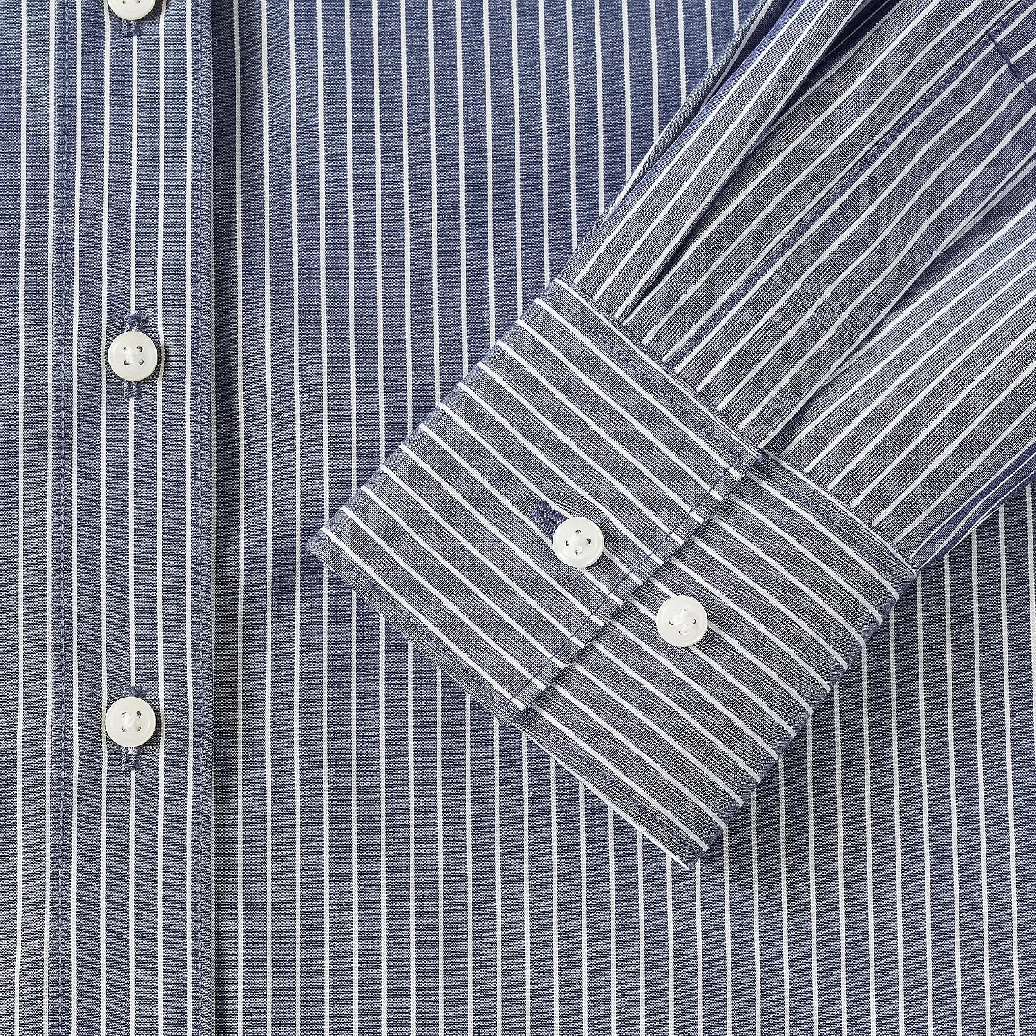 image:imageLands End Womens No Iron Oversized Poplin Extra Long TunicDeep Sea Navy Thin Stripe