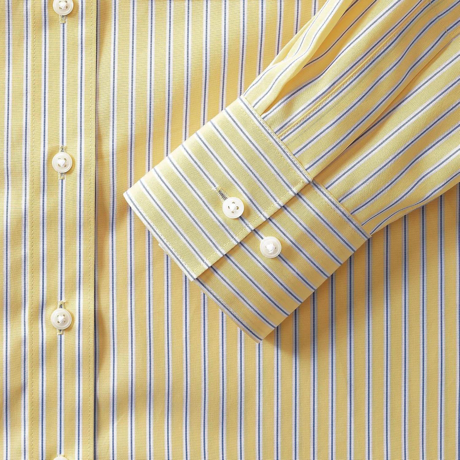 image:imageLands End Womens No Iron Oversized Poplin Extra Long TunicGoldenrodBlue Stripe