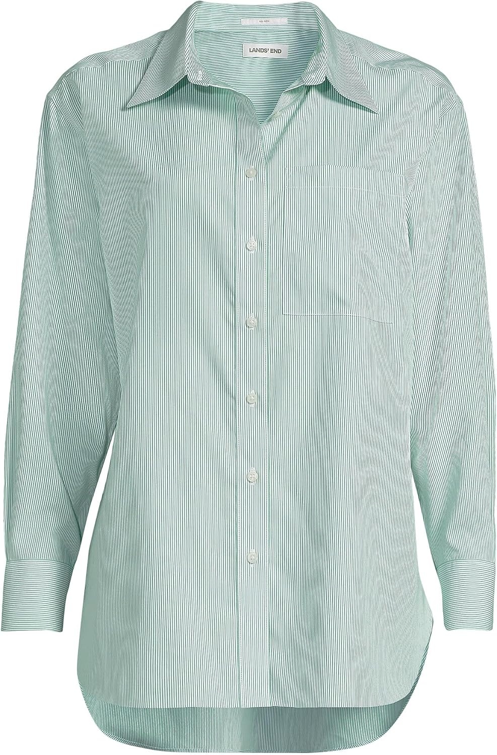 image:imageLands End Womens No Iron Oversized Poplin Extra Long TunicVibrant Clover Mini Stripe