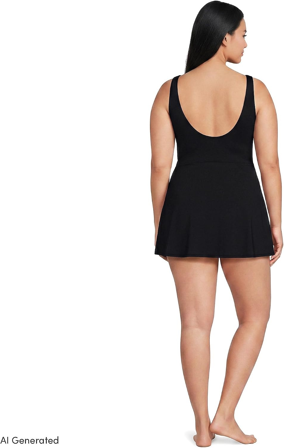 image:imageLands End Womens Plus Size DDCup Side Tie Mini Swim Dress SwimsuitBlack