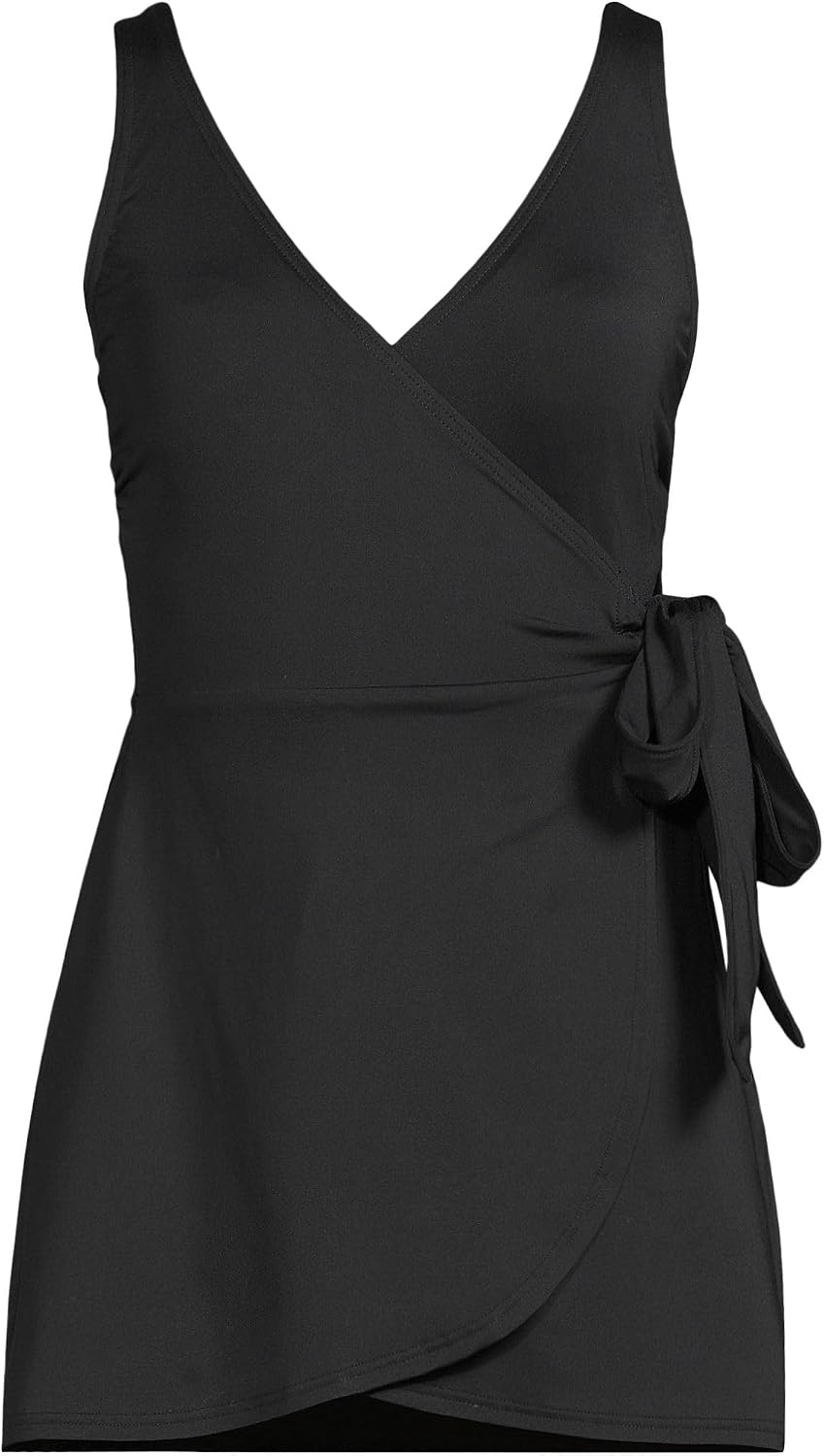 image:imageLands End Womens Plus Size DDCup Side Tie Mini Swim Dress SwimsuitBlack