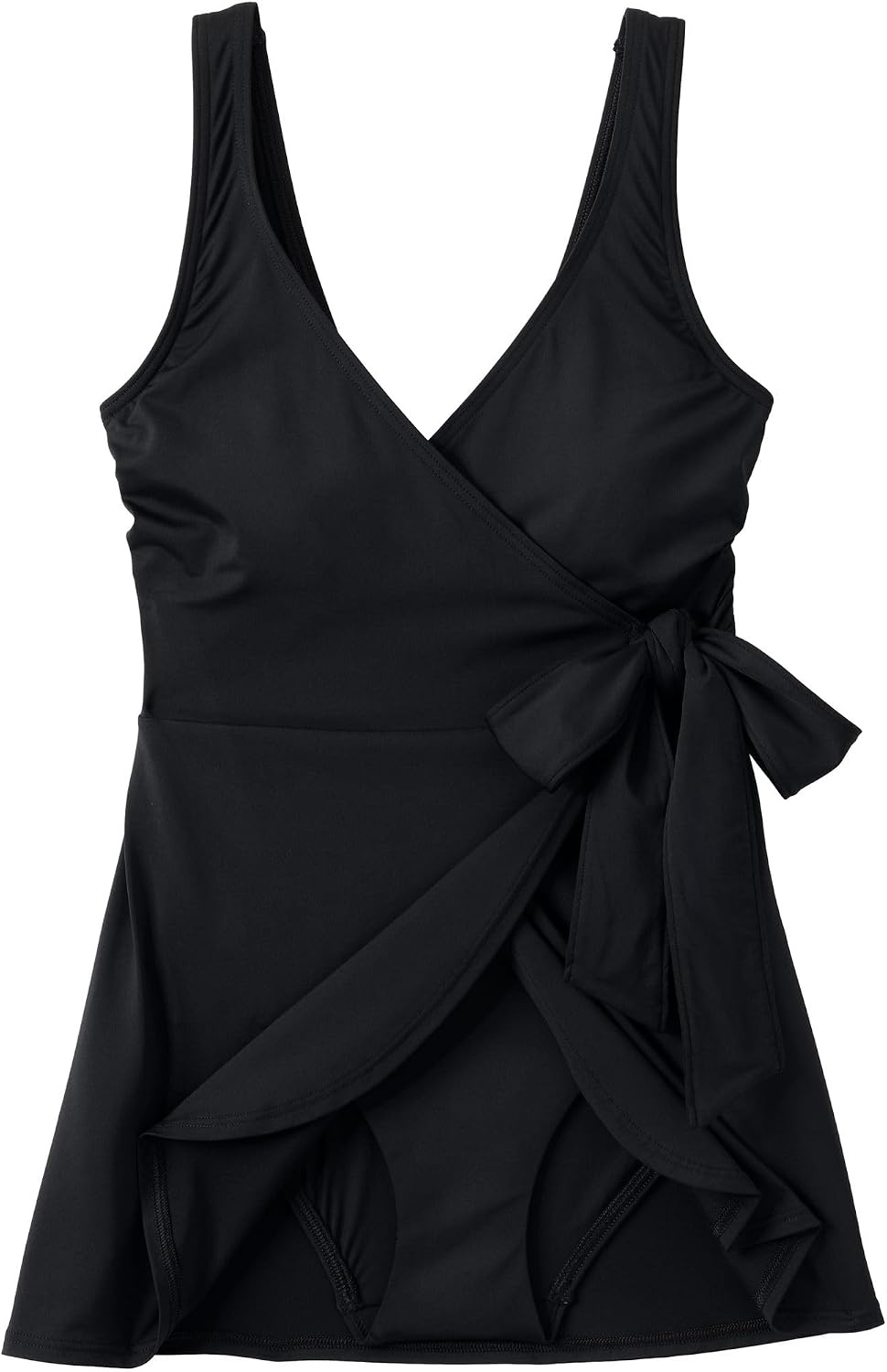 image:imageLands End Womens Plus Size DDCup Side Tie Mini Swim Dress SwimsuitBlack