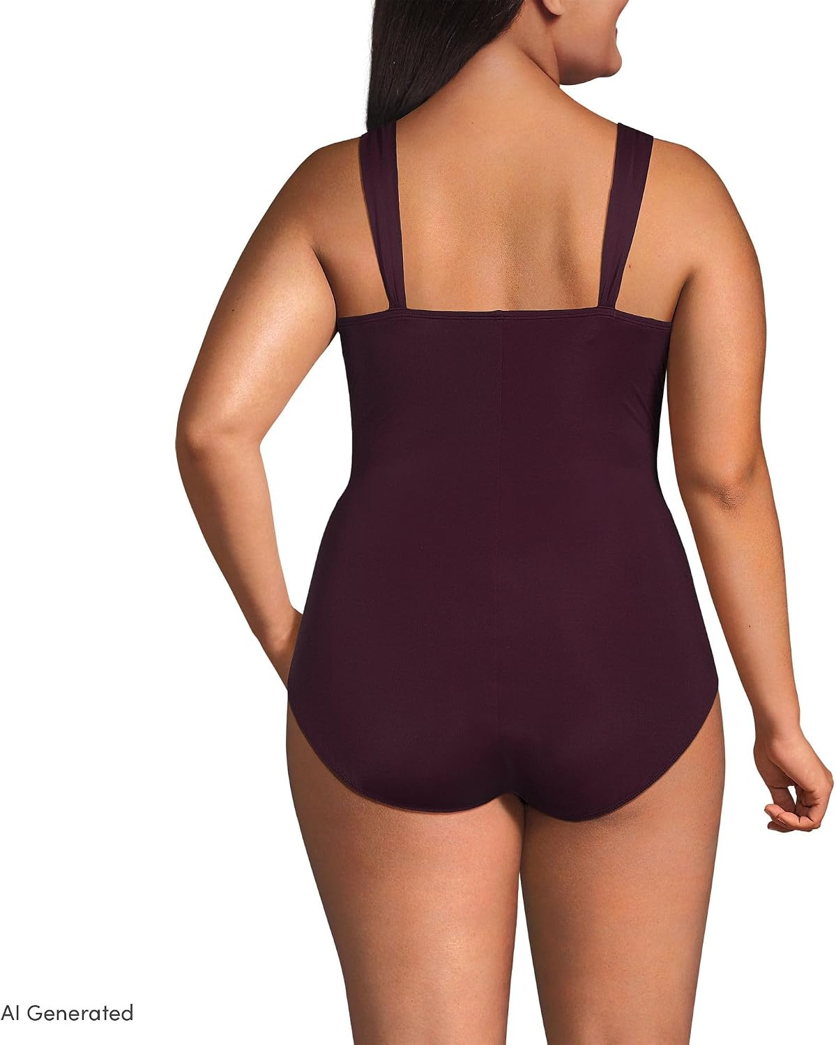 image:imageLands End Womens Plus Size DDCup Slender Grecian Tummy Control Chlorine Resistant One Piece SwimsuitDark Wine