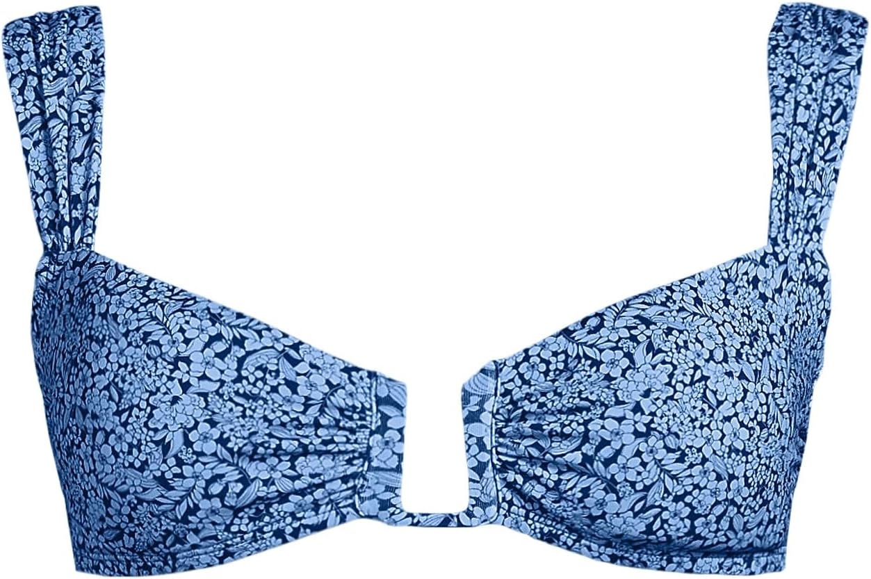 image:imageLands End Womens Rectangular Wire Bikini TopCloud BlueNavy Ditsy Lilies